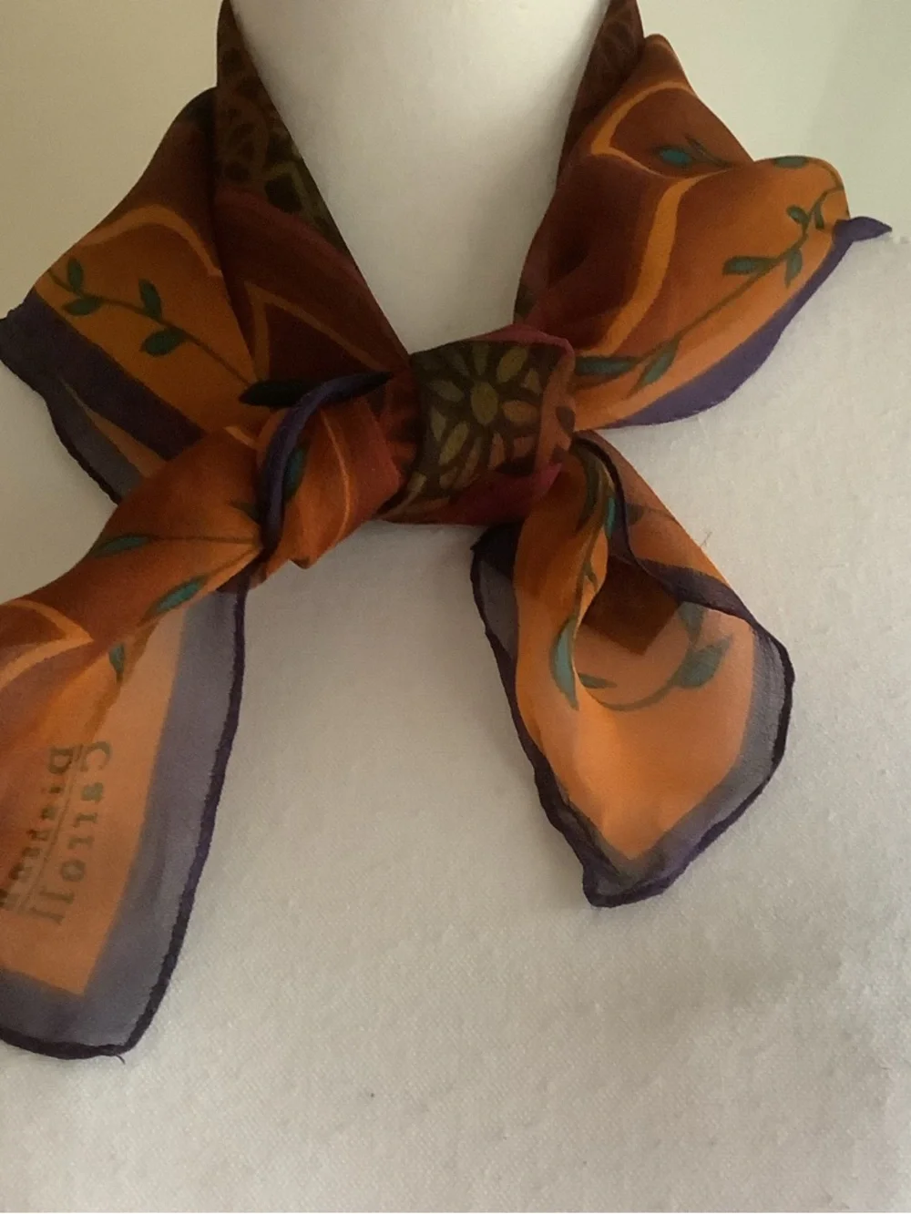 Vintage Diahann Carroll Sheer Multicolor Silk Scarf